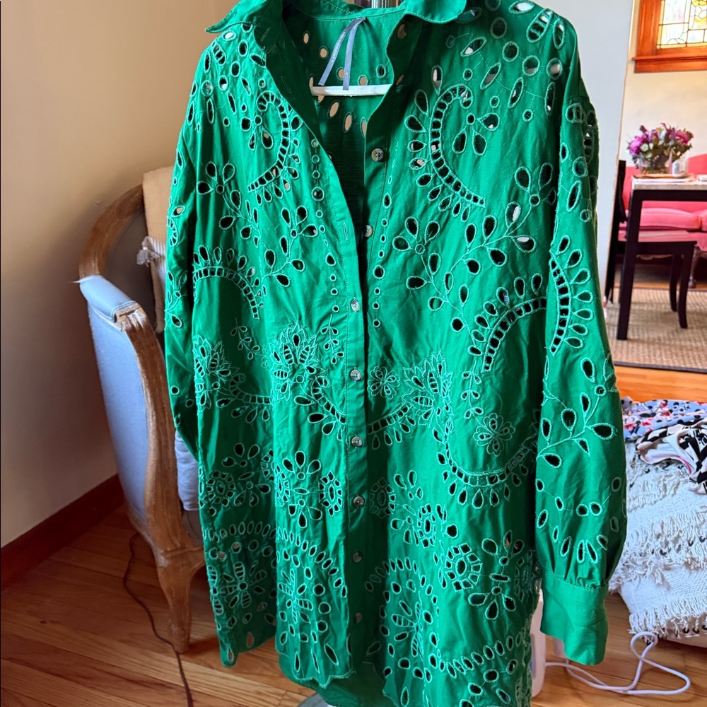 Anthropologie Shirt Dress, M, Green